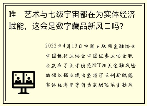 唯一艺术与七级宇宙都在为实体经济赋能，这会是数字藏品新风口吗？